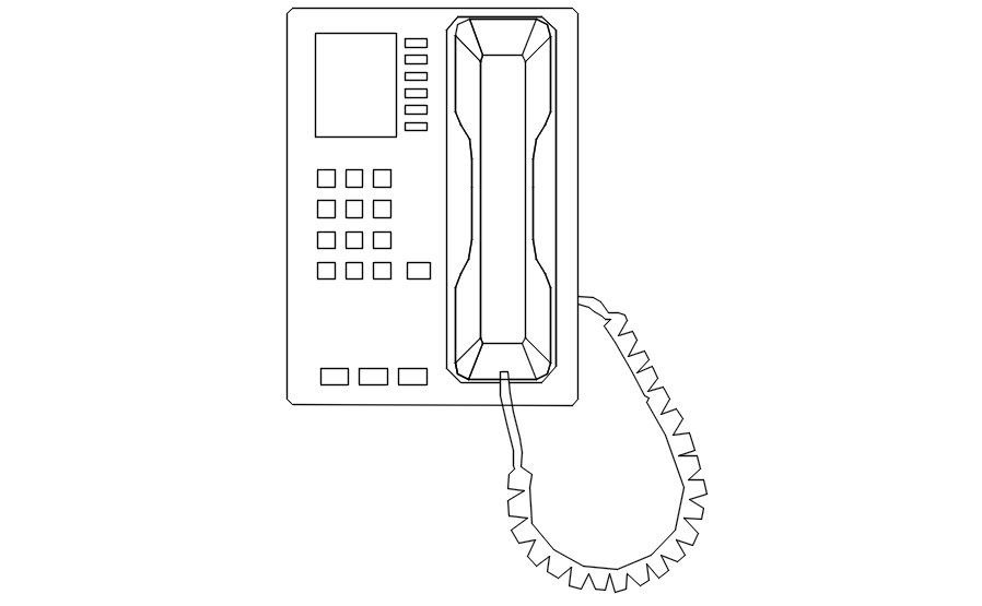 2D design of telephone in AutoCAD drawing, CAD file, dwg file
