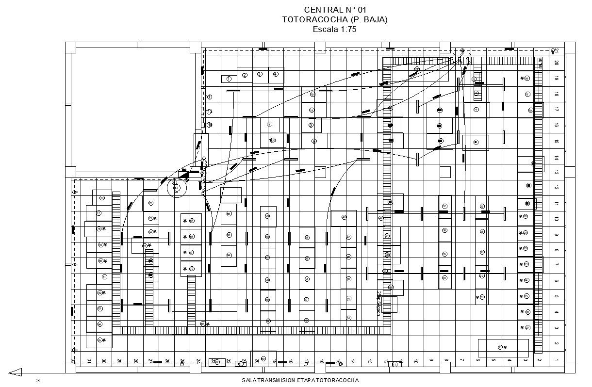 2D design of transmission control room in AutoCAD drawing, CAD file, dwg file