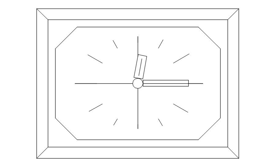 2D design of wall clock in AutoCAD drawing, CAD file, dwg file