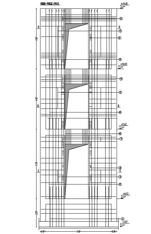 2D design of wall reinforcement details in AutoCAD, CAD file, dwg file