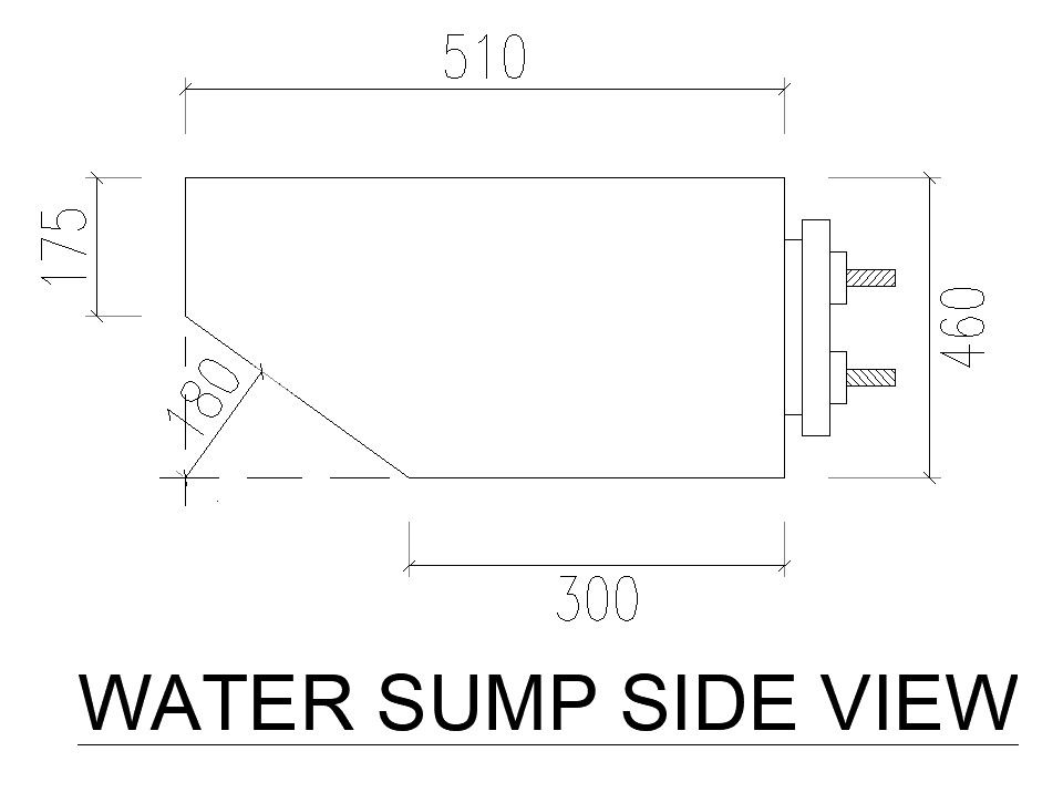2D design of water sump side view in AutoCAD drawing, CAD file, dwg file