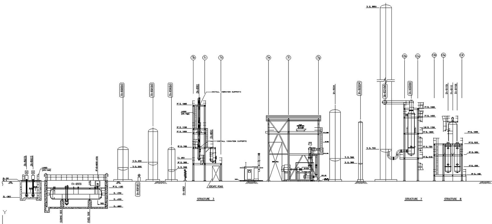 2D drawing of BUTADIENE EXTRACTION UNIT in AutoCAD, dwg file, CAD file