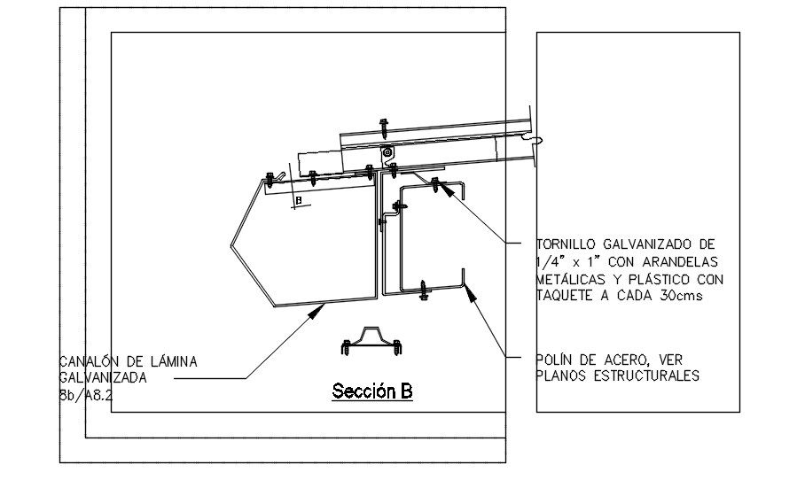 2D drawing of CANOPY SECTION in AutoCAD, CAD file, dwg file