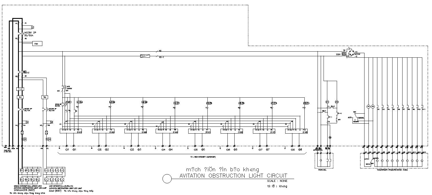2D Drawing of Aviation Obstruction Light Circuit DWG File