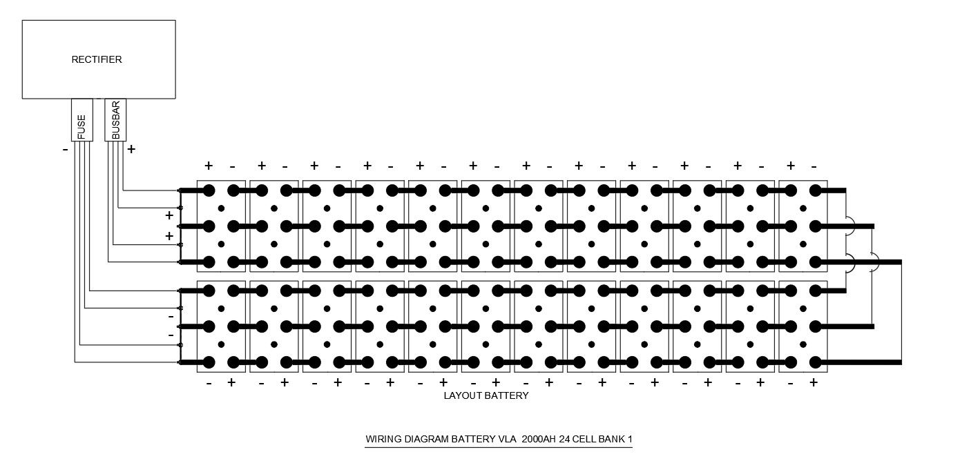 2D drawing of battery wiring diagram in AutoCAD design, dwg file, CAD file