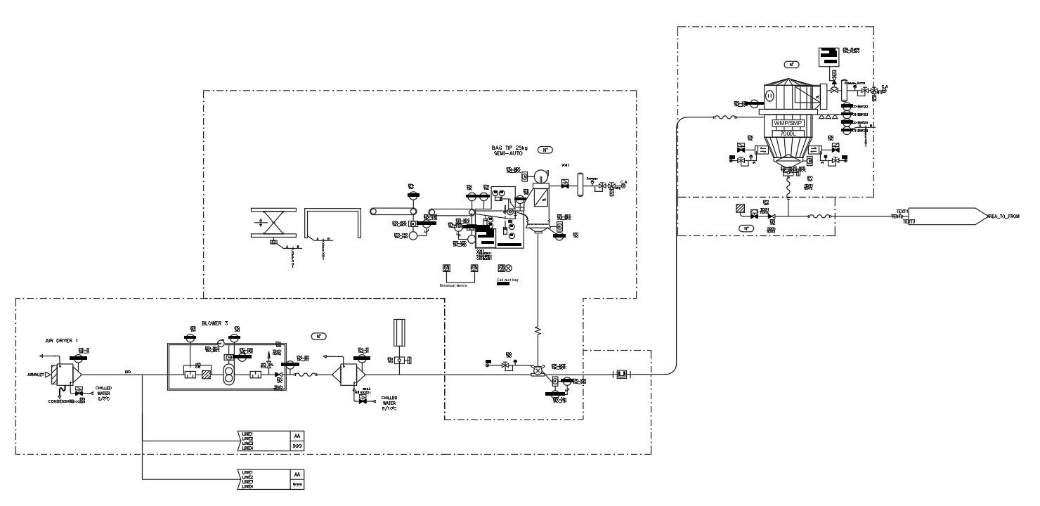 2D drawing of buffer hopper system in AutoCAD, CAD file, dwg file