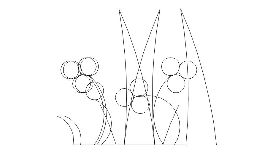 2D drawing of bushes in AutoCAD, dwg file, CAD file
