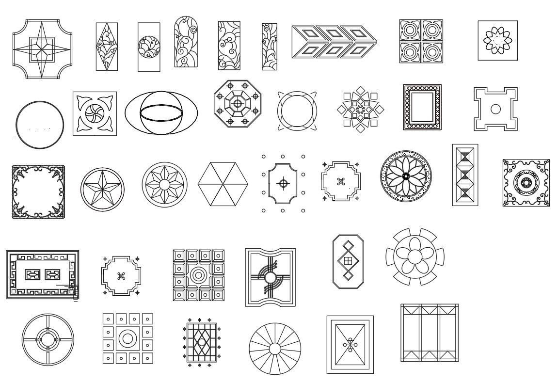 2D drawing of ceiling design in AutoCAD, CAD file, dwg file