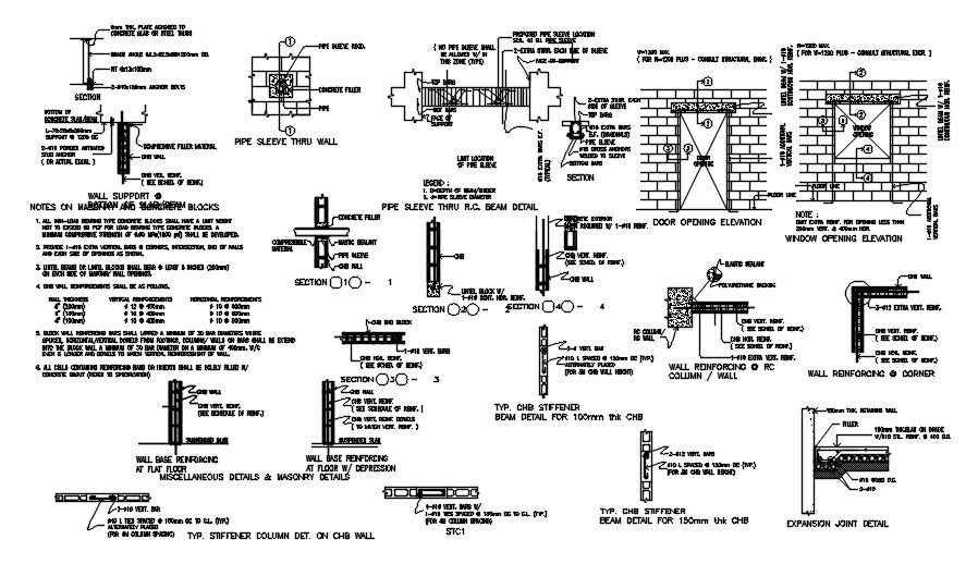 2D drawing of details of structural member in AutoCAD, CAD file, dwg file