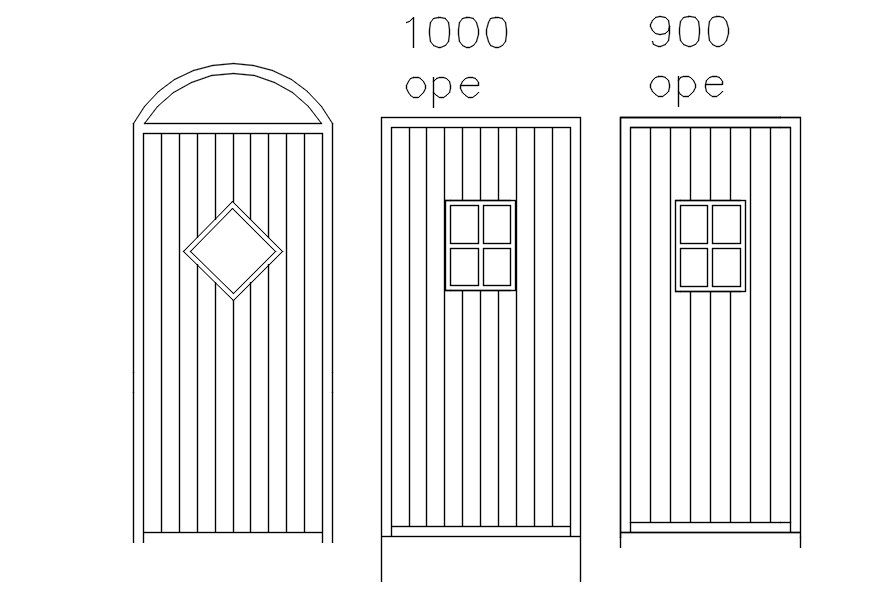 2D drawing of different design of door on AutoCAD, dwg file, CAD file