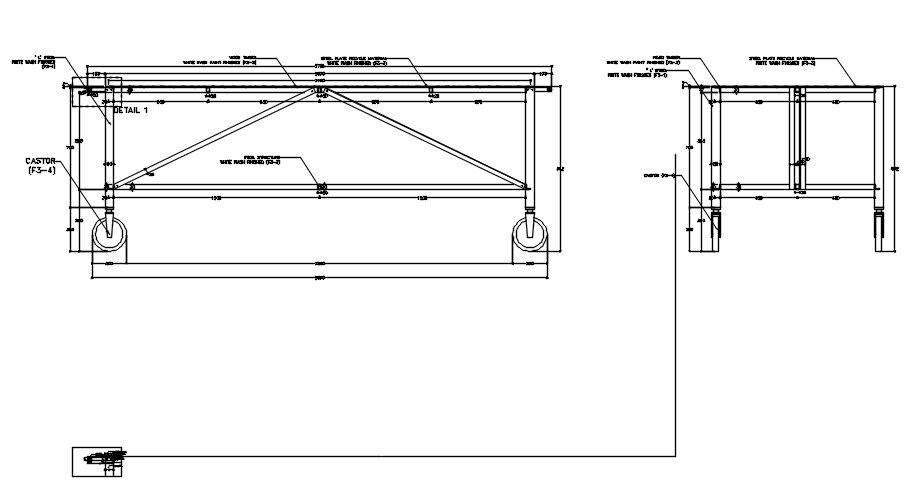 2D drawing of display cart in AutoCAD, dwg file, CAD file