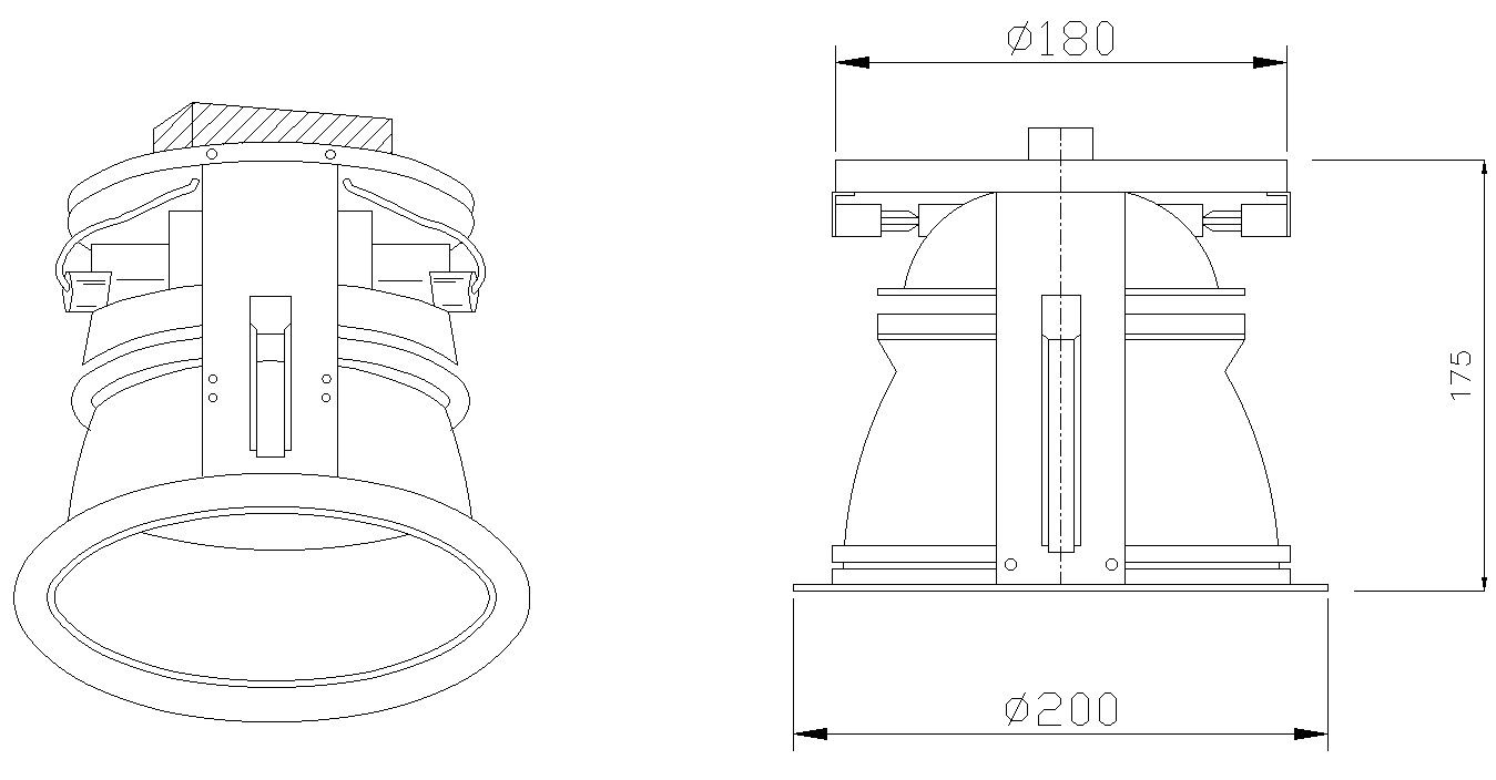 2D drawing of downlight in AutoCAD, dwg file, CAD file