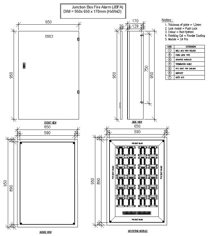Fire Alarm Junction Box 2D DWG AutoCAD Drawing | Cadbull
