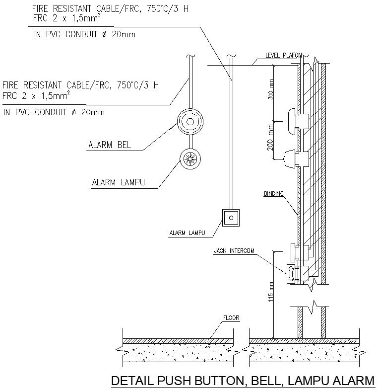 2D drawing of fire intercom junction box in AutoCAD, CAD file, dwg file
