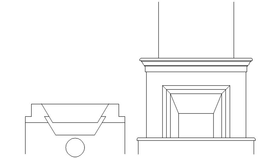 2D drawing of fire place in AutoCAD, dwg file, CAD file