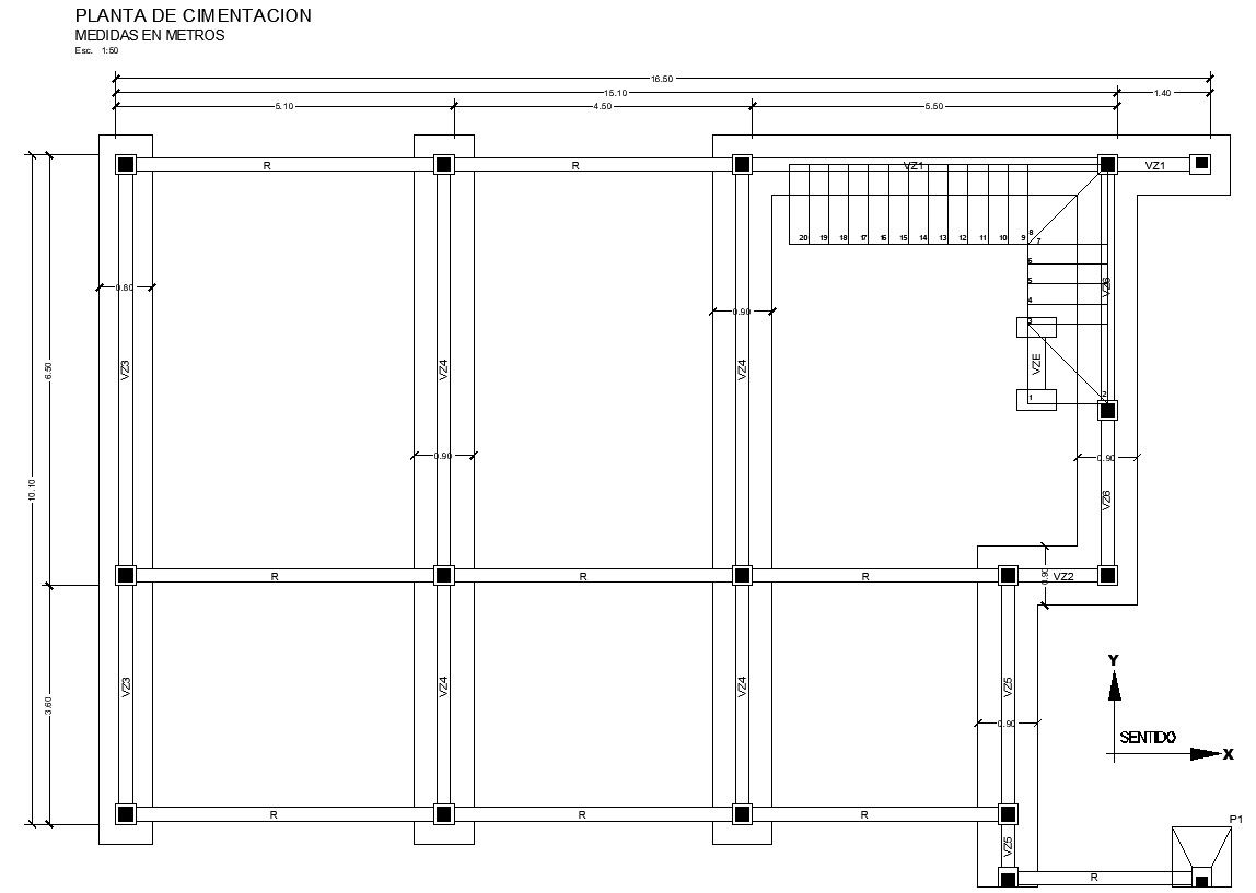 2D drawing of foundation plan in detail AutoCAD design, CAD file, dwg file