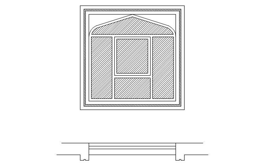 2D drawing of four pointed arch window in AutoCAD, dwg file, CAD file