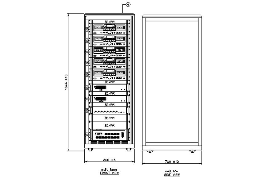 Control Rack Front & Side View 2D DWG AutoCAD | Cadbull