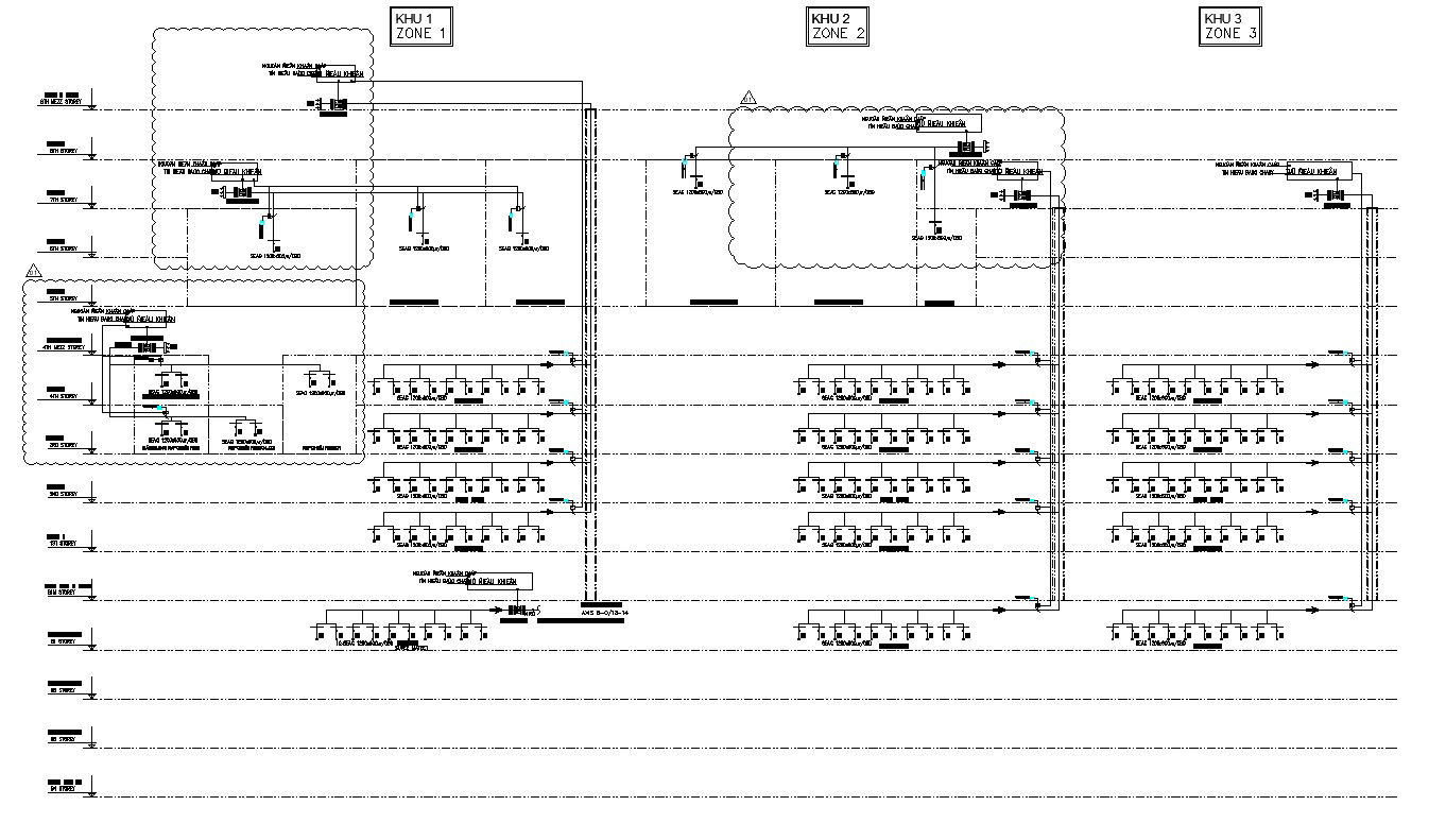 2D drawing of mechanical ventilation schematic diagram in detail AutoCAD design, CAD file, dwg file