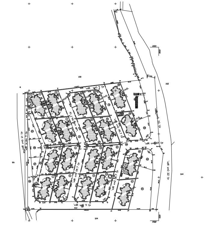 2D drawing of plot marking in AutoCAD design, CAD file, dwg file