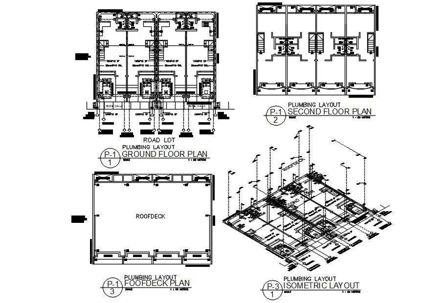 2D drawing of plumbing layout plan in AutoCAD, dwg file, CAD file