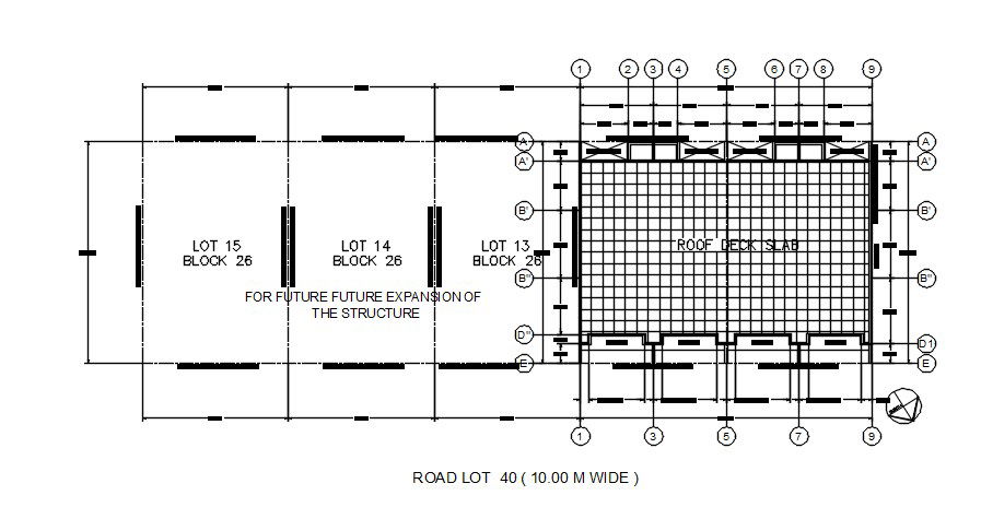 2D drawing of roof framing plan in AutoCAD, dwg file, CAD file