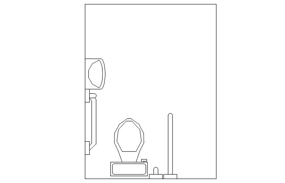 2D drawing of sanitary ware in AutoCAD, dwg file, CAD file