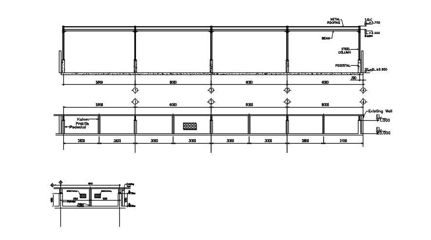 2D drawing of structure detail in AutoCAD, CAD file, dwg file