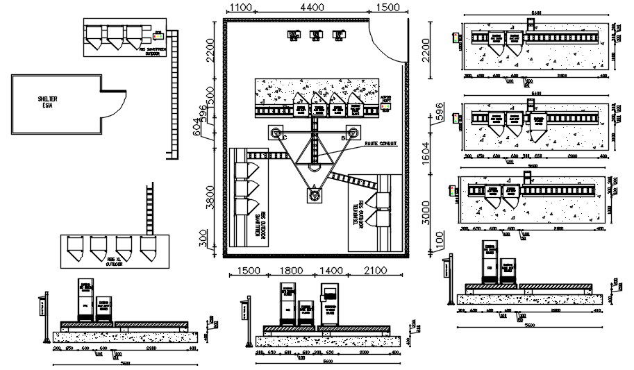 2D drawing of tower details in AutoCAD, CAD file, dwg file