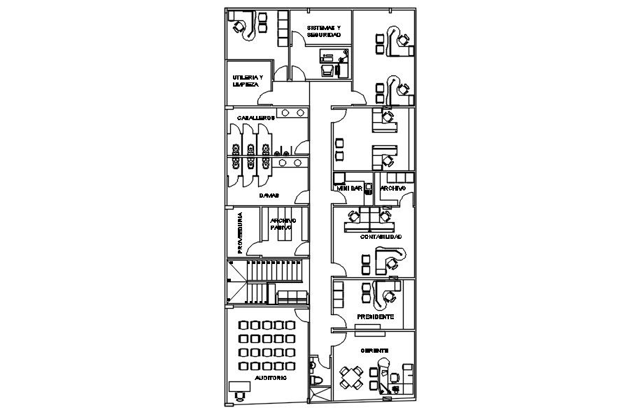 2D floor plan of commercial building in AutoCAD, CAD file, dwg file