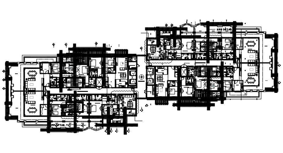 2D Floor Plan of Multistory Building in AutoCAD DWG Format