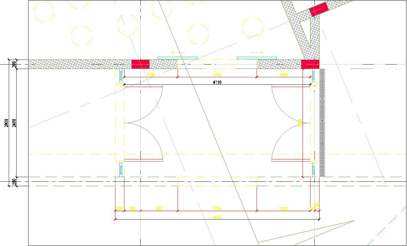 2D floor plan with door details in AutoCAD, CAD file, dwg file