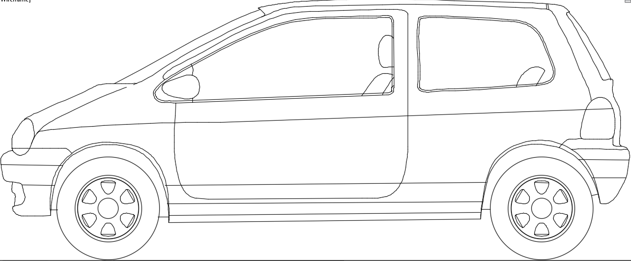 2D model car design AutoCAD drawing