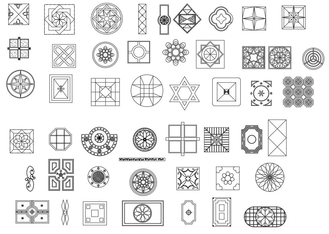 2D pattern blocks in AutoCAD design, CAD file, dwg file