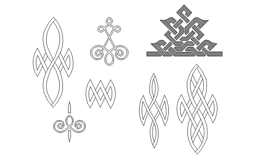 2D pattern blocks in AutoCAD drawing, dwg file, CAD file