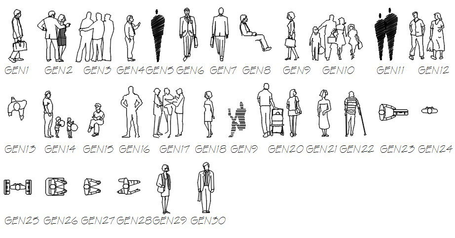 2D people cad blocks are given in this Autocad drawing file. Download now.