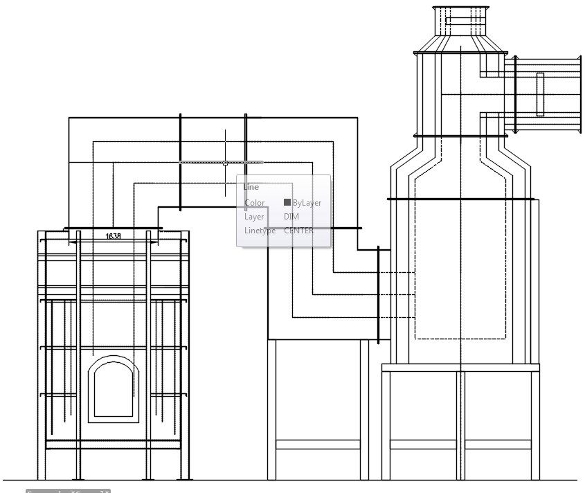 2D plan of incinerator machine in AutoCAD drawing, CAD file, dwg file