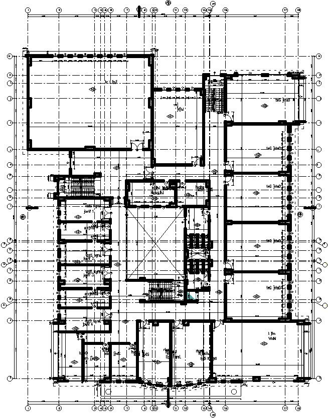 2D third floor plan of college with detail AutoCAD drawing