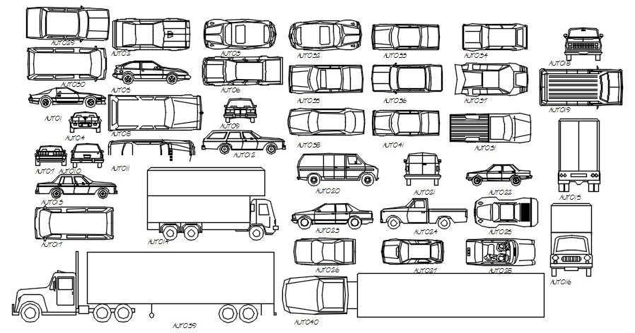 2D vehicle designs are given in this Autocad drawing file. Download now.