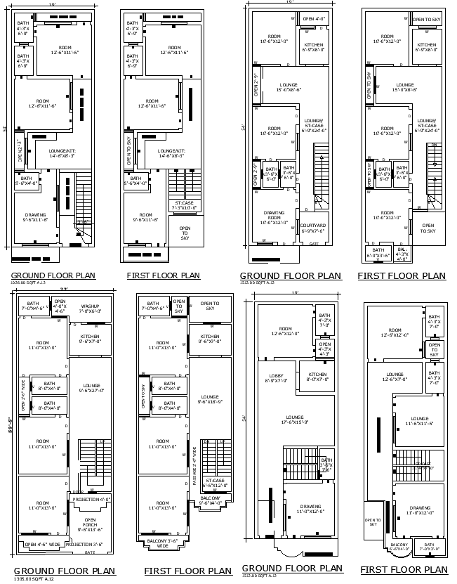 2 Floor House Plan Design Architecture AutoCAD DWG File