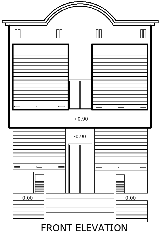 2-Floor Shop Front Elevation Layout Design – AutoCAD DWG File