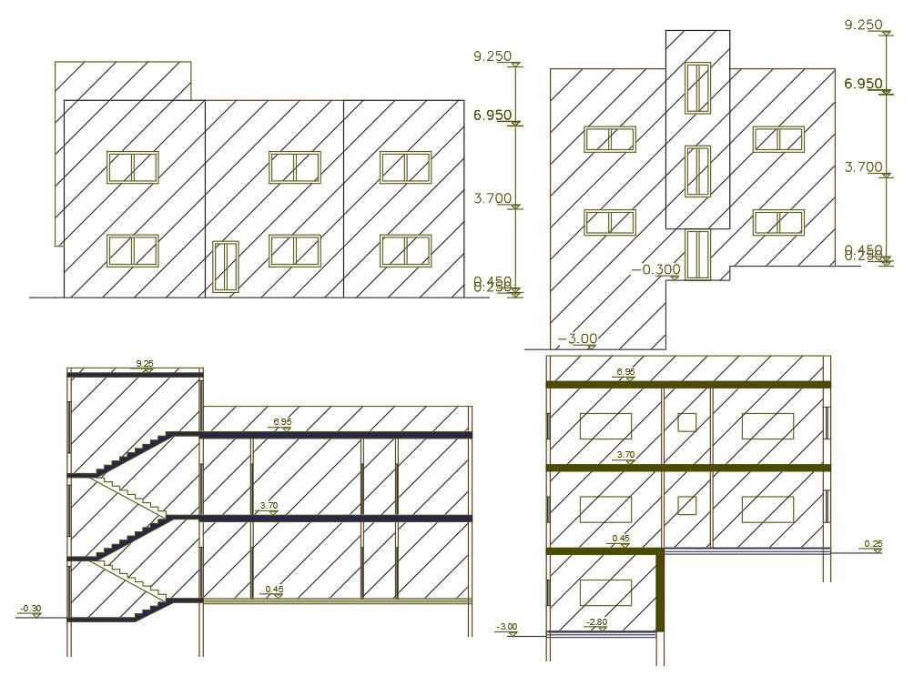 2 Level House Building Design DWG File