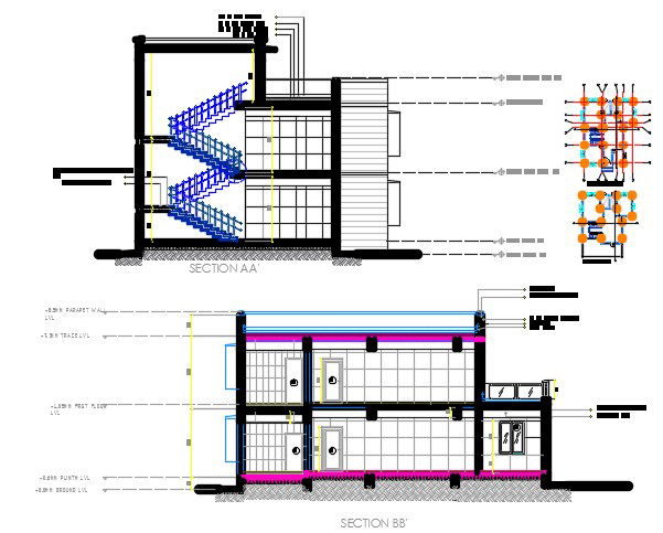 2 Storey House Section Building Drawing AutoCAD File