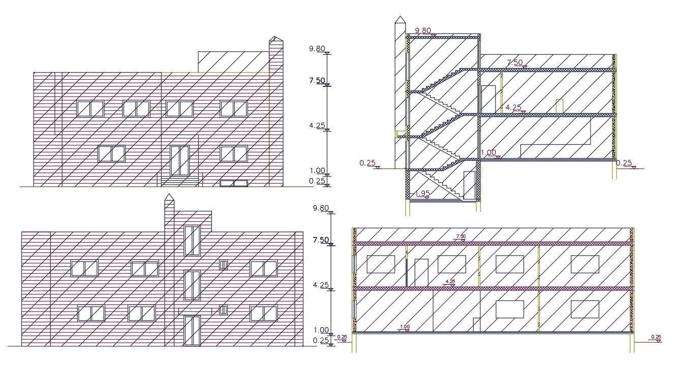 2 Storey Family House Building Design DWG File