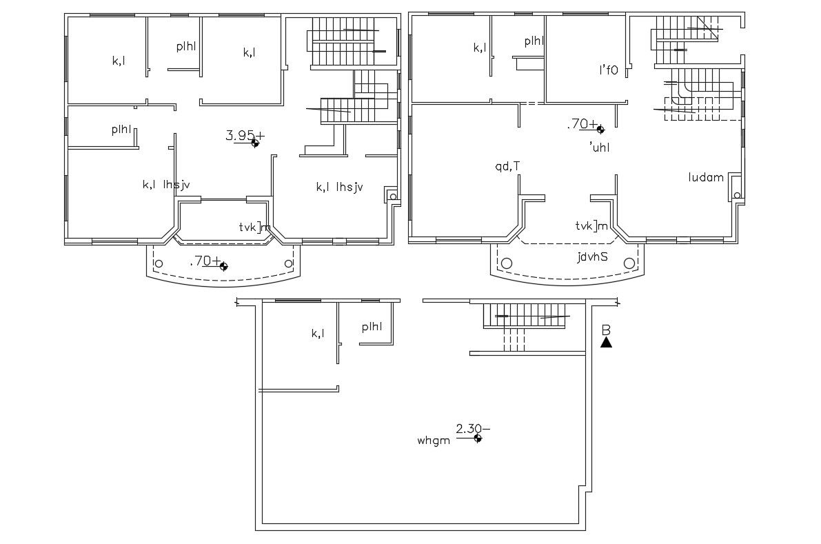 2 Storey House 4 Bedroom Floor Plan Design DWG File