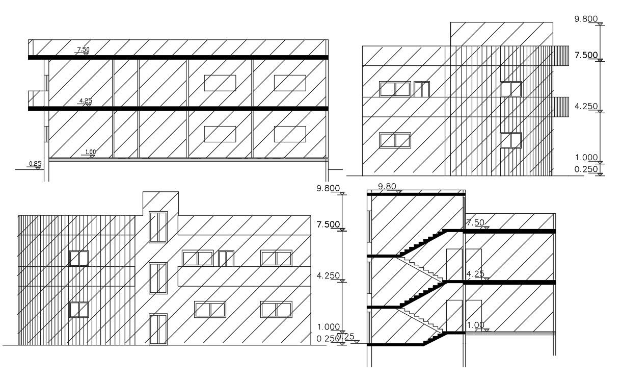 2 Storey House Apartment Building Design DWG File