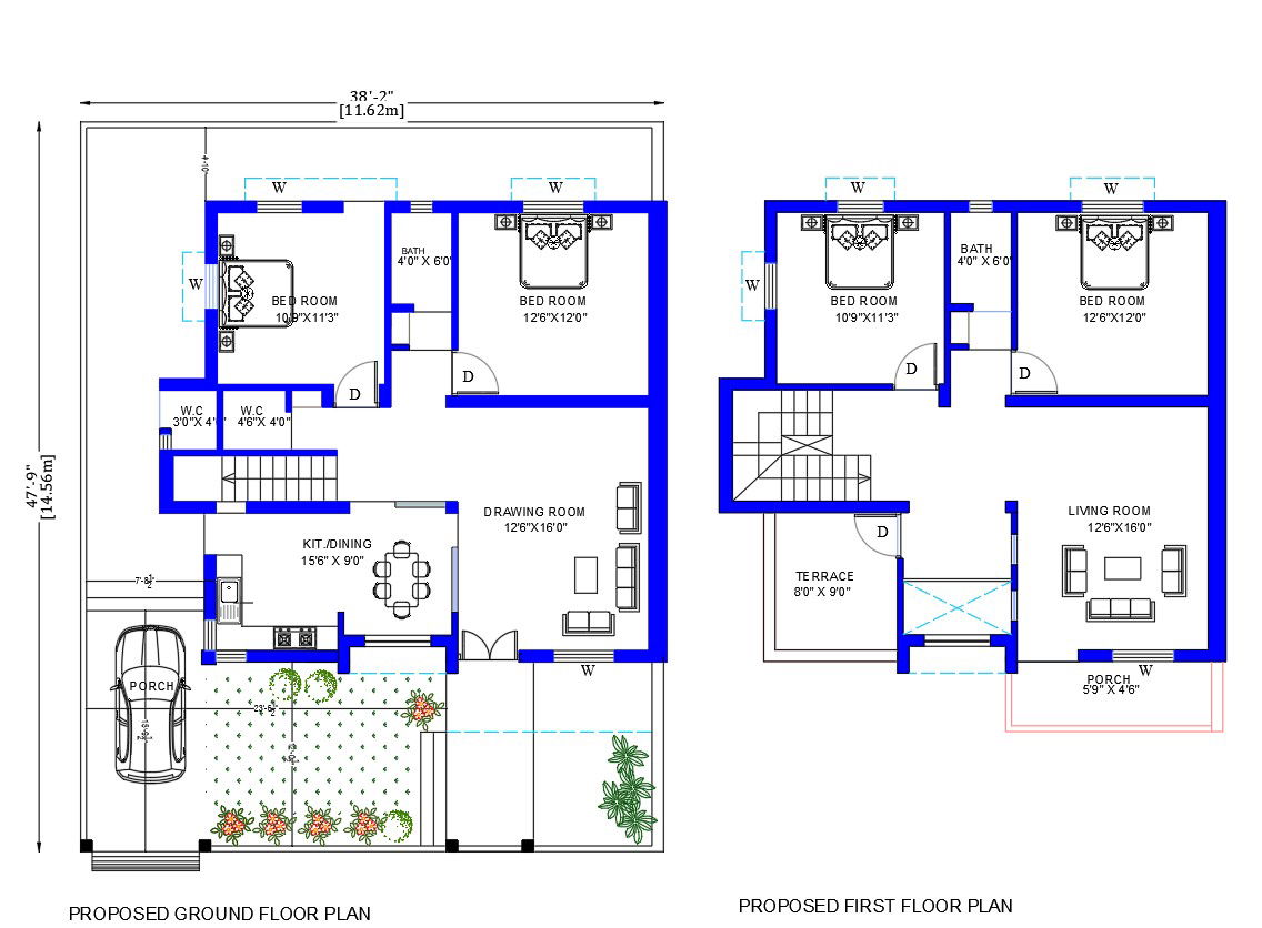 2 Storey House Architecture Plan Drawing Download DWG File