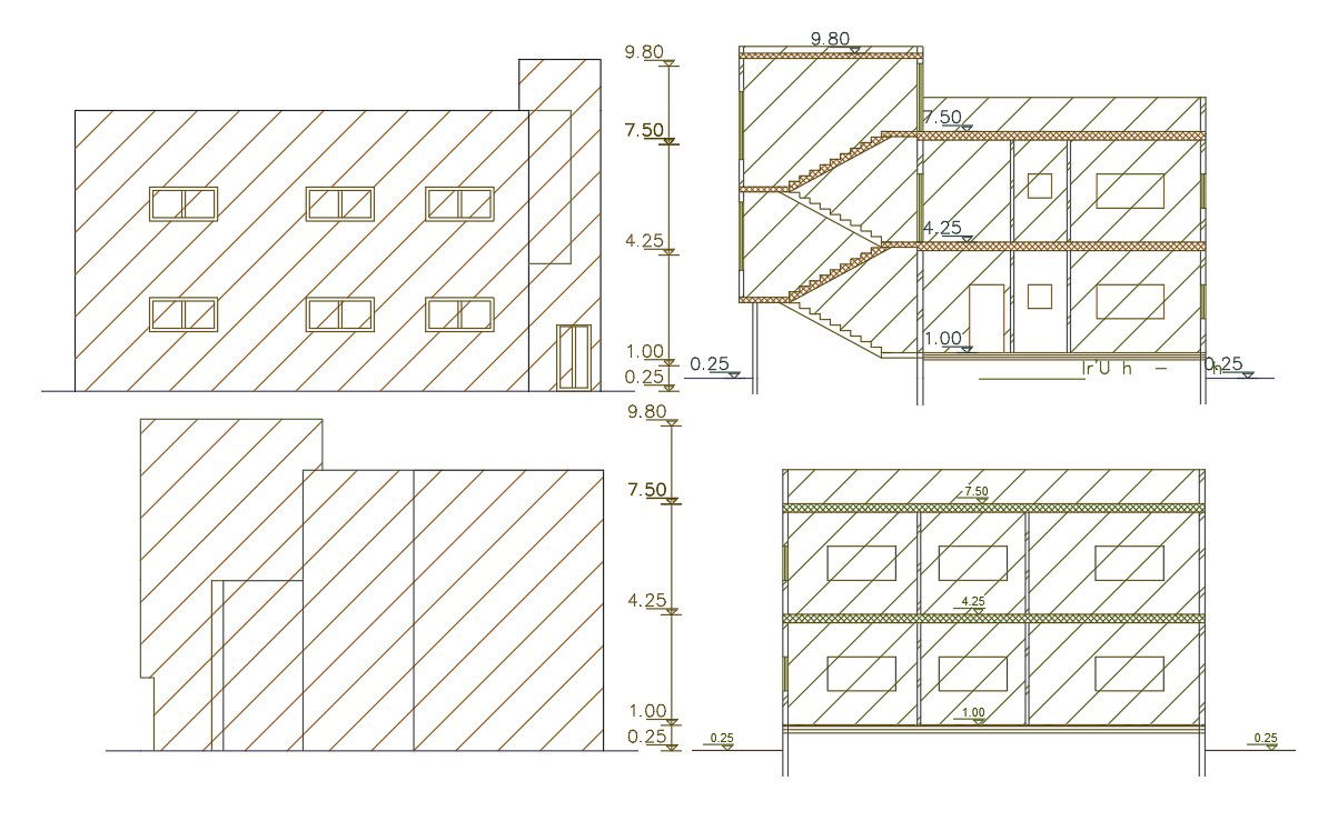 2 Storey House Building Design CAD Drawing