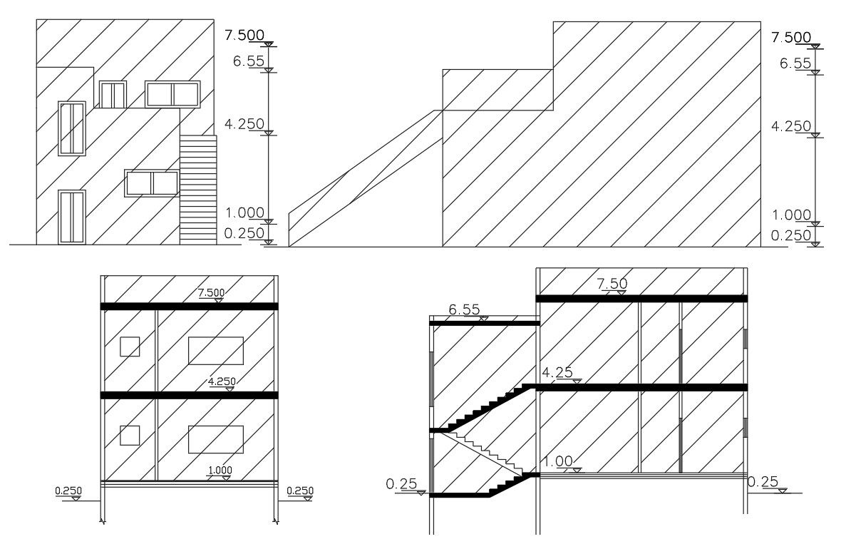2 Storey House Building Front And Side View Design