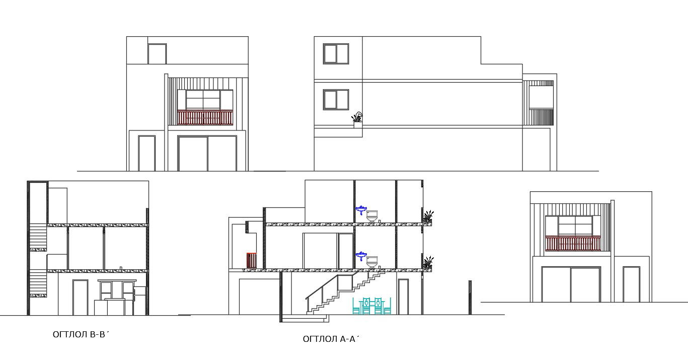 2 Storey House Building Sectional Elevation Design DWG File